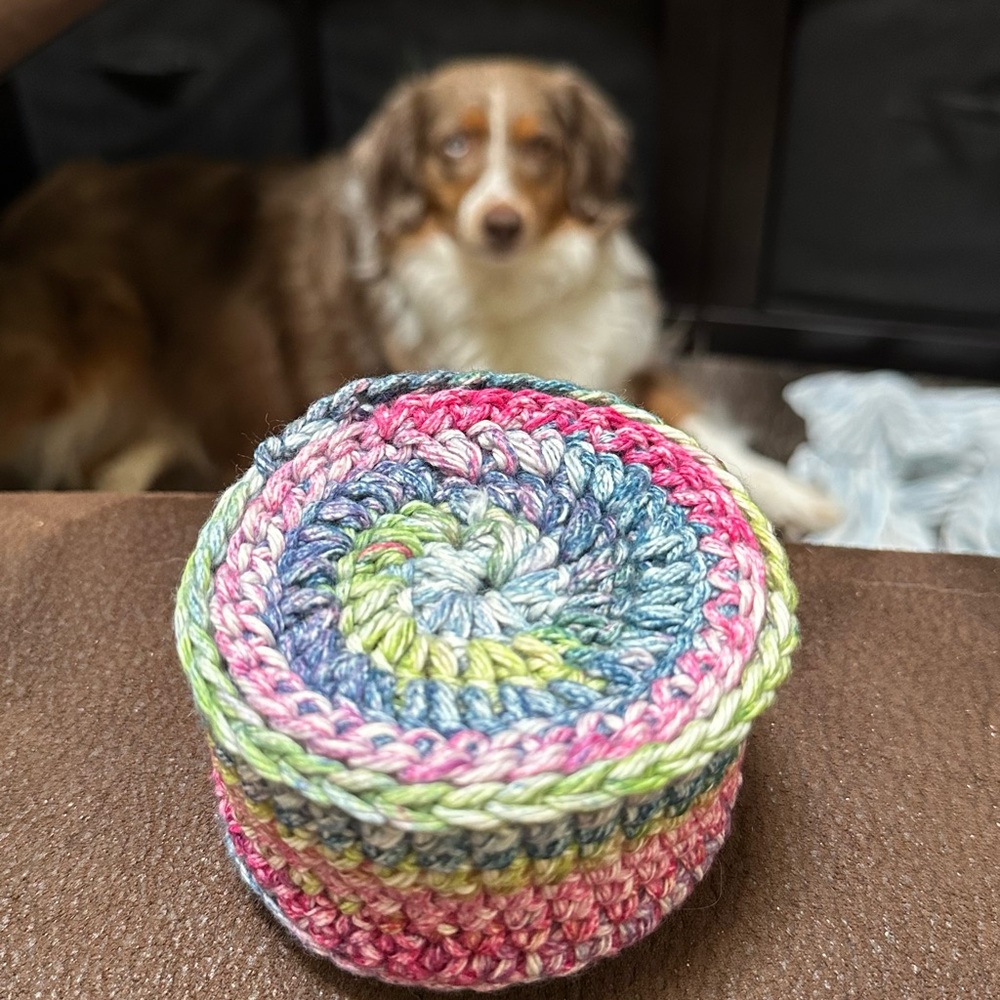 Handmade Crochet Scrubbies Face Round Makeup Remover Set-8 with storage basket